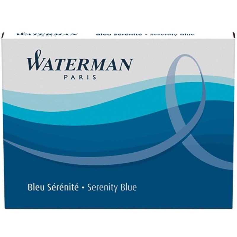 Waterman cartouches d'encre pour stylo plume - format standard  international « petit » - couleur Bleu Sérénité - boîte de 6