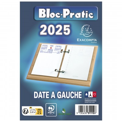 Ephéméride Bloc-pratic date à gauche Recharge 8,2 x 12 cm - Bleu 31112SE