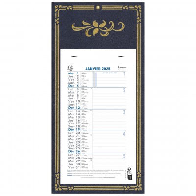 Calendrier mensuel 16 x 33 cm Skytos Bleu Feuillets détachables sur plaque cartonnée 33211E